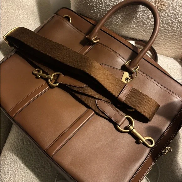 Coach Men's Brown Leather Briefcase with Gold Hardware - Picture 4 of 7